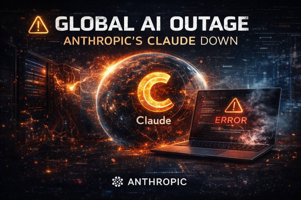 اختلال جهانی سرویس هوش مصنوعی Claude متعلق به Anthropic همراه با پیام خطا و نماد هشدار